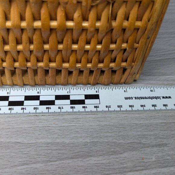 Vintage 70s Wicker & Wood Handbag - Picture 12 of 14